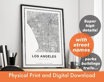 Los Angeles Map, Map Of Los Angeles, LA Map Print, Los Angeles City Map, Los Angeles Poster, Los Angeles Print, Los Angeles Art, Map Of LA