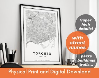 Toronto city art living room wall art travel gift Toronto map print road map design digital travel map poster abstract city map art