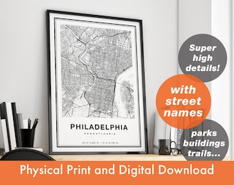 Philadelphia Map, Philadelphia City Map, Philadelphia Print, Philadelphia Poster, Map Of Philadelphia, Philadelphia, Philadelphia Street Map