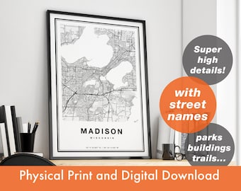 Madison Map Print, Map Of Madison, City Map, Madison Print Gift, Madison Map Art, Madison Wisconsin Map, Madison Poster, Madison Wall Art