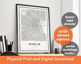 Mapa de Dublín, Mapa de la ciudad de Dublín, Impresión de Dublín, Cartel de Dublín, Mapa de Dublín, Impresión de mapa de Dublín imprimible, Mapa de la calle de Dublín, Impresión de arte de Dublín,