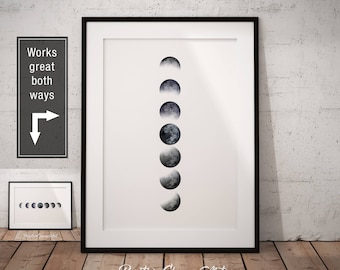 Moon Phase, Moon Phases Print, La Luna Art, Moon Phase Wall Art, Phases of the Moon Poster, Lunar Phase Print, Moon Cycle Printable, La Lune