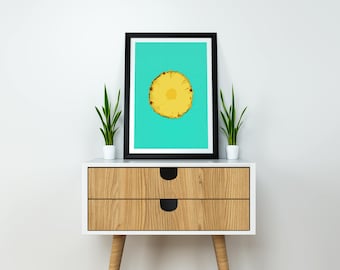 Pineapple Poster, Pineapple Wall Art, Pineapple Decor, Tropical Printable Poster, Pineapple Print, Kitchen Decor, Printable Pineapple Art