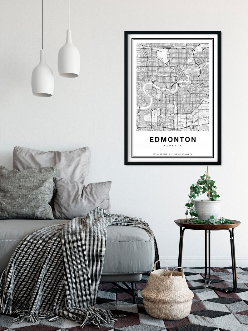 Edmonton Map Print Map of Edmonton City Map Edmonton Print Etsy