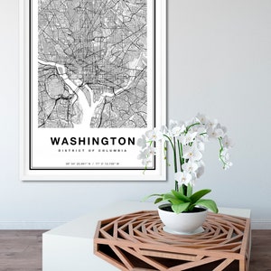 Washington DC Map Print, Printable Map of Washington DC, City Map Art ...