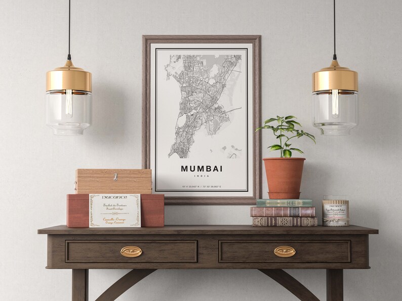 Mumbai Map Print Map of Mumbai City Map Mumbai Print Gift Etsy