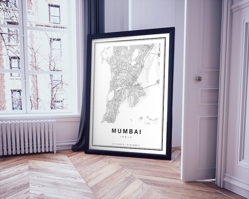 Mumbai Map Print Map of Mumbai City Map Mumbai Print Gift Etsy