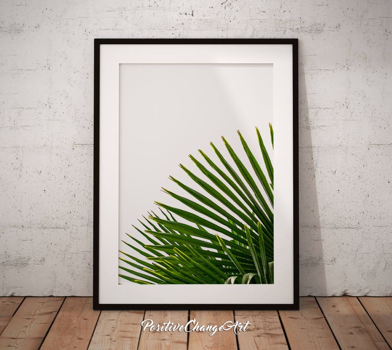 Palm Leaf, Palm Leaf Print, Tropical Leaf Print, Palm Tree Leaf Print, Tropical Wall Art, Palm Leaf Art, Palm Leaf Poster, Printable Leaf image 1