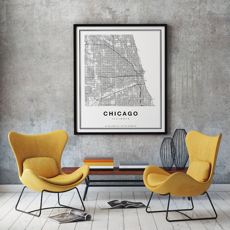Chicago Map Print, Chicago City Map Print, Chicago Print, Chicago Art, Chicago Poster, Chicago Map Art, Map of Chicago Illinois image 2