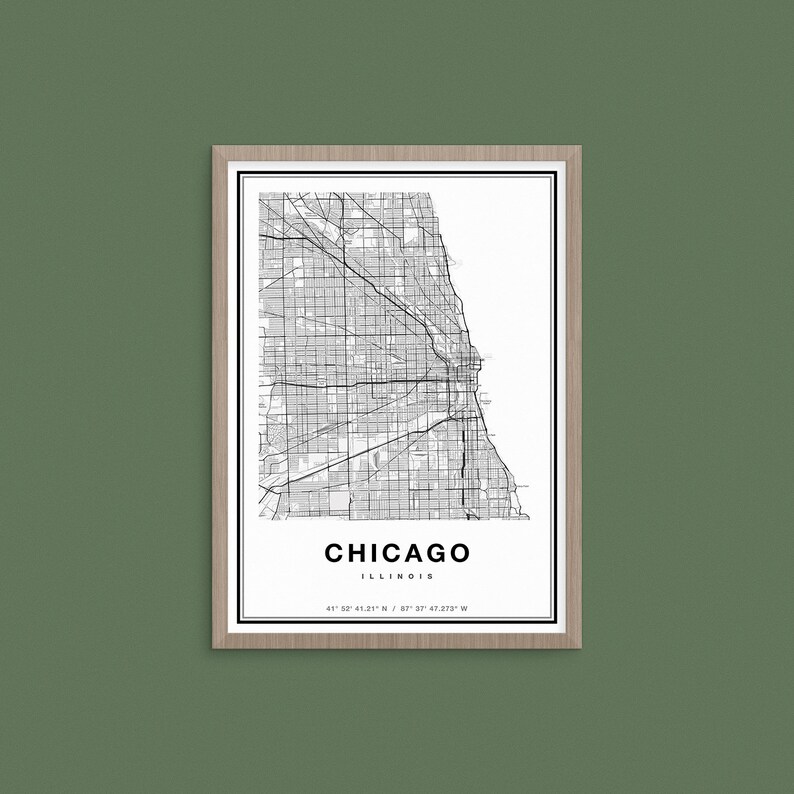 Chicago Map Print, Chicago City Map Print, Chicago Print, Chicago Art, Chicago Poster, Chicago Map Art, Map of Chicago Illinois image 10