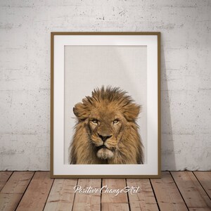 Lion Print Art, Nursery Safari Lion Art Print, Printable Nursery Animal, Safari Animal Wall Decor, Kids Room Wall Art, Nursery Animal Art