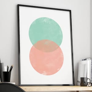 Mint Coral Decor, Mint Coral Art, Coral Print Art, Mint Print Art, Coral Poster Art, Printable Scandinavian Art Print, Nordic Print Art