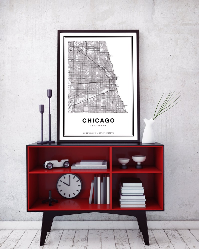 Chicago Map Print, Chicago City Map Print, Chicago Print, Chicago Art, Chicago Poster, Chicago Map Art, Map of Chicago Illinois image 7