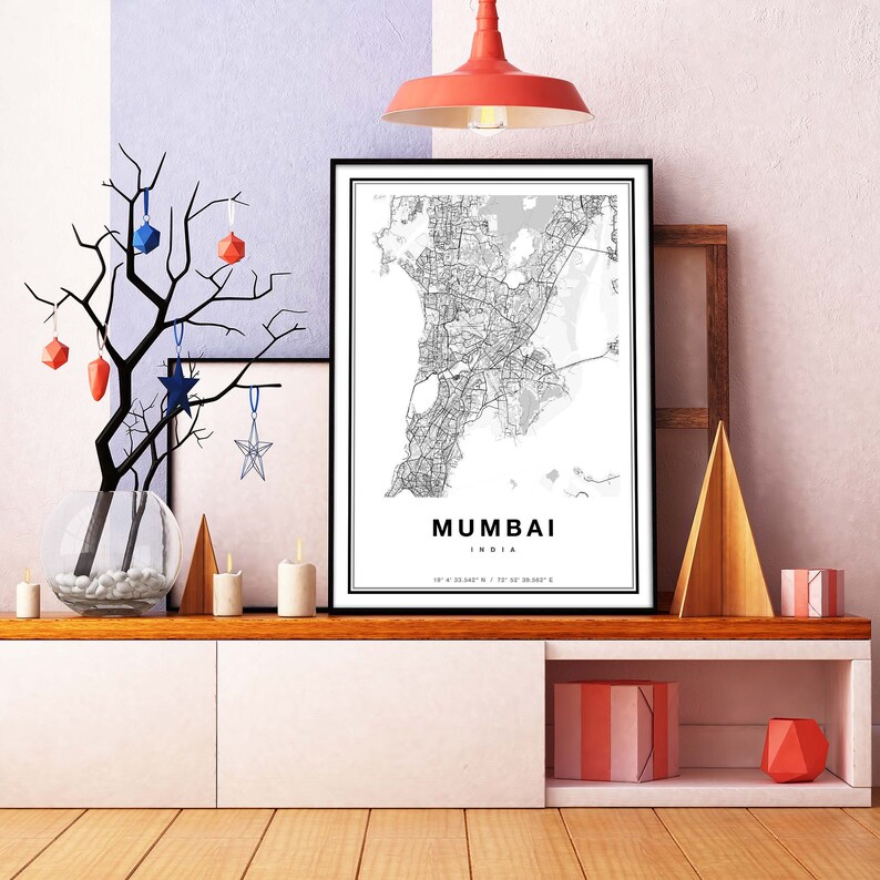 Mumbai Map Print Map of Mumbai City Map Mumbai Print Gift Etsy