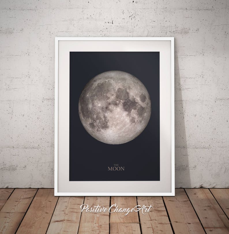 Moon Print, Full Moon Wall Art, Moon Poster, Moon Printable, Lunar Print, Full Moon Print, Moon Phase Art Print, La Luna Print, Moon Decor image 3