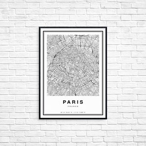 Paris Map Print, Printable Map of Paris, City Map Art, Paris Print ...