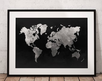 Wereld kaart afdrukken, kaart wereldkunst wereld kaart Poster, kaart van de wereld-Print, kaart van de wereldkunst aan de muur, afdrukbare kaart van de wereld Poster kunst