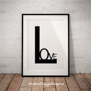 Typography art print, Love art print, Love wall art, Love poster, Typography minimalist, Typography poster, Love print, Love printable,