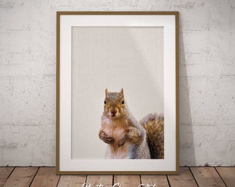 Woodland Squirrel, Nursery Forest Art, Forest Nursery Print, Squirrel Print Art, Forest Art Nursery, Nursery Woodland Print, Forest Decor