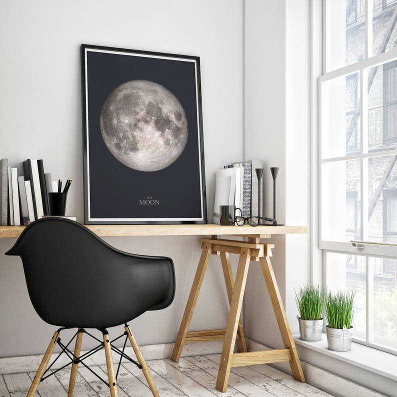 Moon Print, Full Moon Wall Art, Moon Poster, Moon Printable, Lunar Print, Full Moon Print, Moon Phase Art Print, La Luna Print, Moon Decor image 1