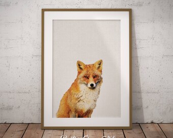 Nursery fox wall art, Fox woodland art, Fox animal wall art, Fox wall art print, Fox printable baby, Woodland fox art, Nursery fox decor