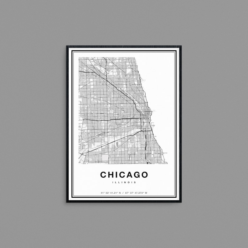 Chicago Map Print, Chicago City Map Print, Chicago Print, Chicago Art, Chicago Poster, Chicago Map Art, Map of Chicago Illinois image 4