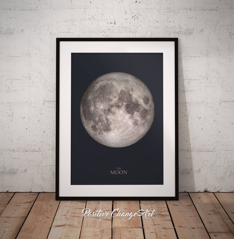 Moon Print, Full Moon Wall Art, Moon Poster, Moon Printable, Lunar Print, Full Moon Print, Moon Phase Art Print, La Luna Print, Moon Decor image 2