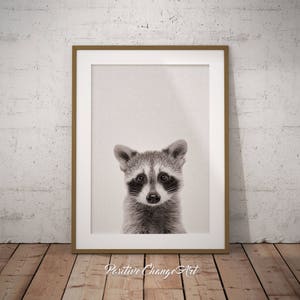 Woodland Raccoon Art, Woodland Nursery Decor, Nursery Raccoon Art Print, Forest Raccoon Printable, Baby Raccoon Art, Kids Room Printable Art