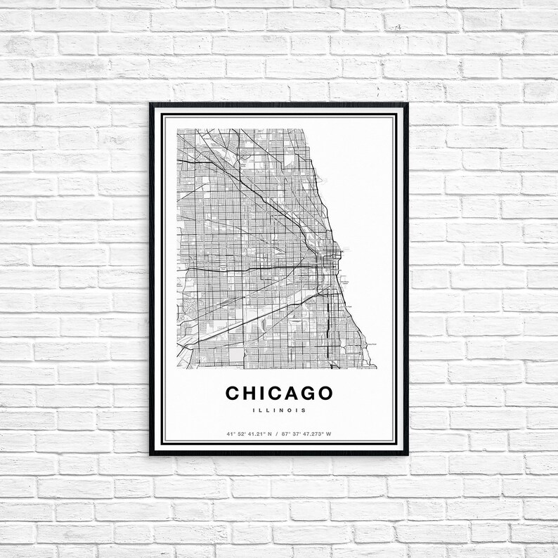Chicago Map Print, Chicago City Map Print, Chicago Print, Chicago Art, Chicago Poster, Chicago Map Art, Map of Chicago Illinois image 8