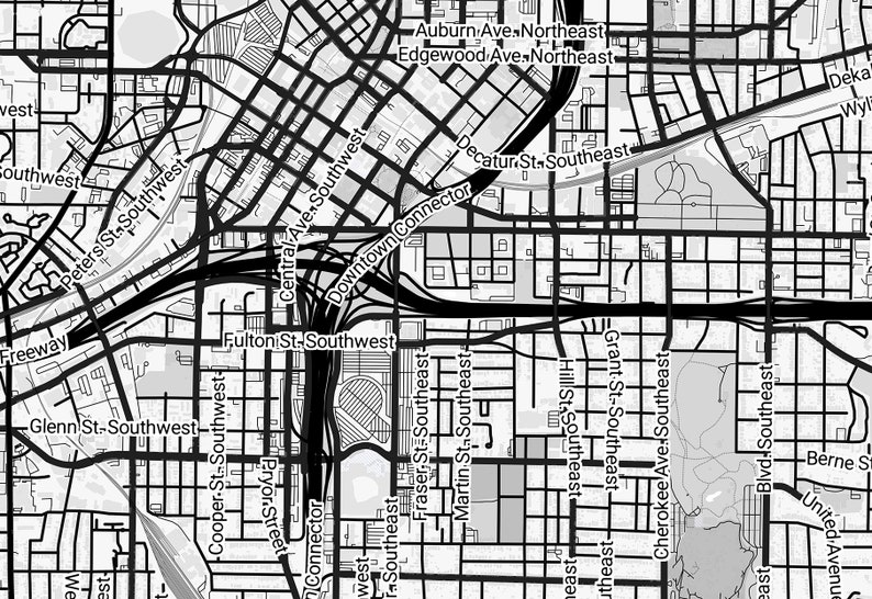 Atlanta Map Print Printable Map of Atlanta City Map Art | Etsy