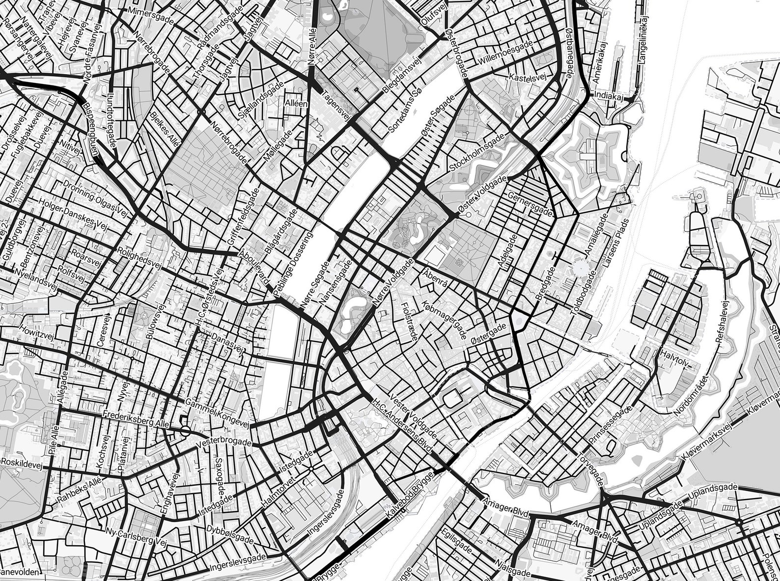 Kopenhagen Karte mit GPS-Koordinaten Kopenhagen Stadtkarte ...