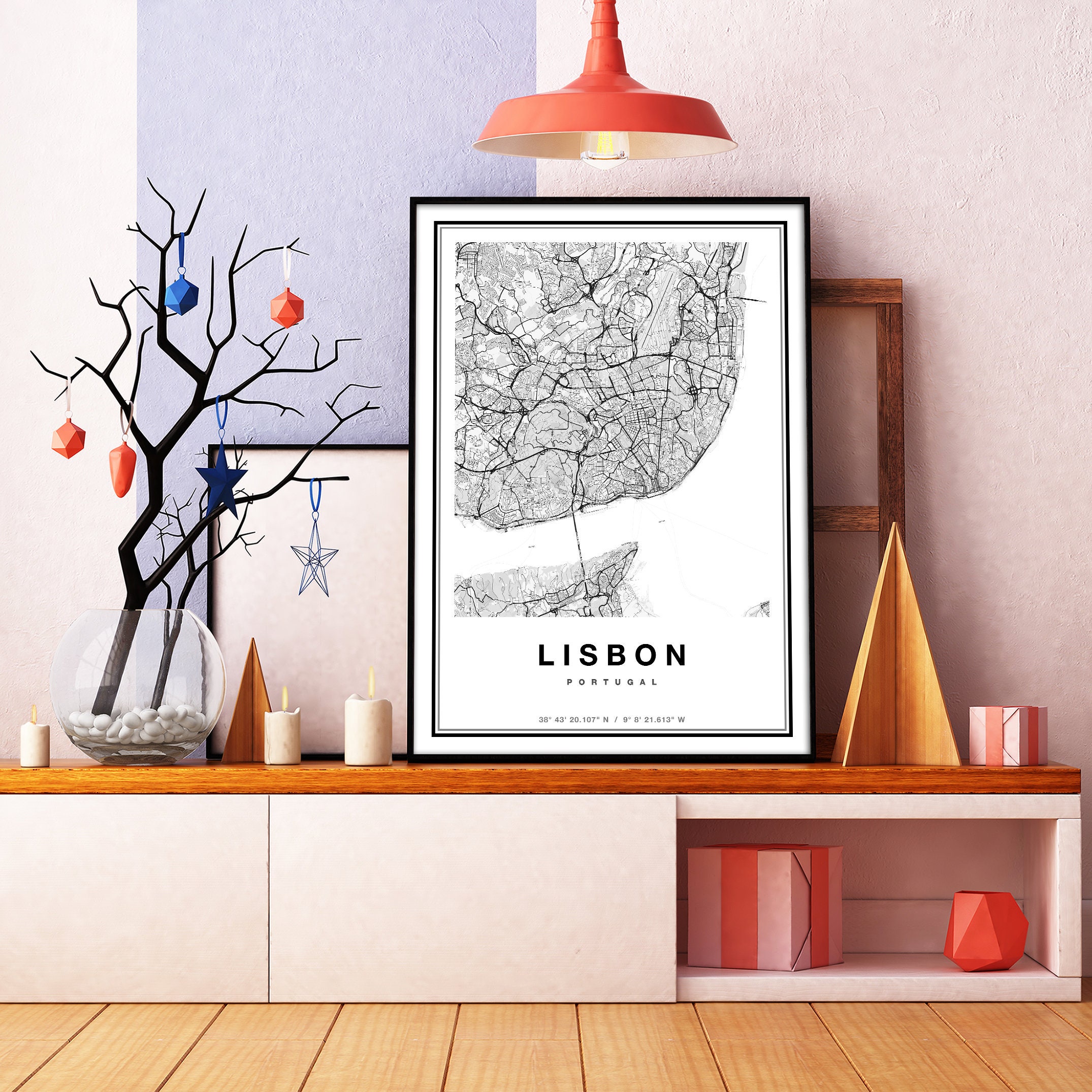 Lisbon Map Print Map of Lisbon City Map Lisbon Print Gift | Etsy
