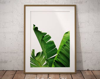 Bananenbladeren, Bananenbladprint, Tropische bladprint, Banaanblad Decor, Banaanblad Kunst aan de muur, Bananenblad afdrukbaar, Bananenblad Poster