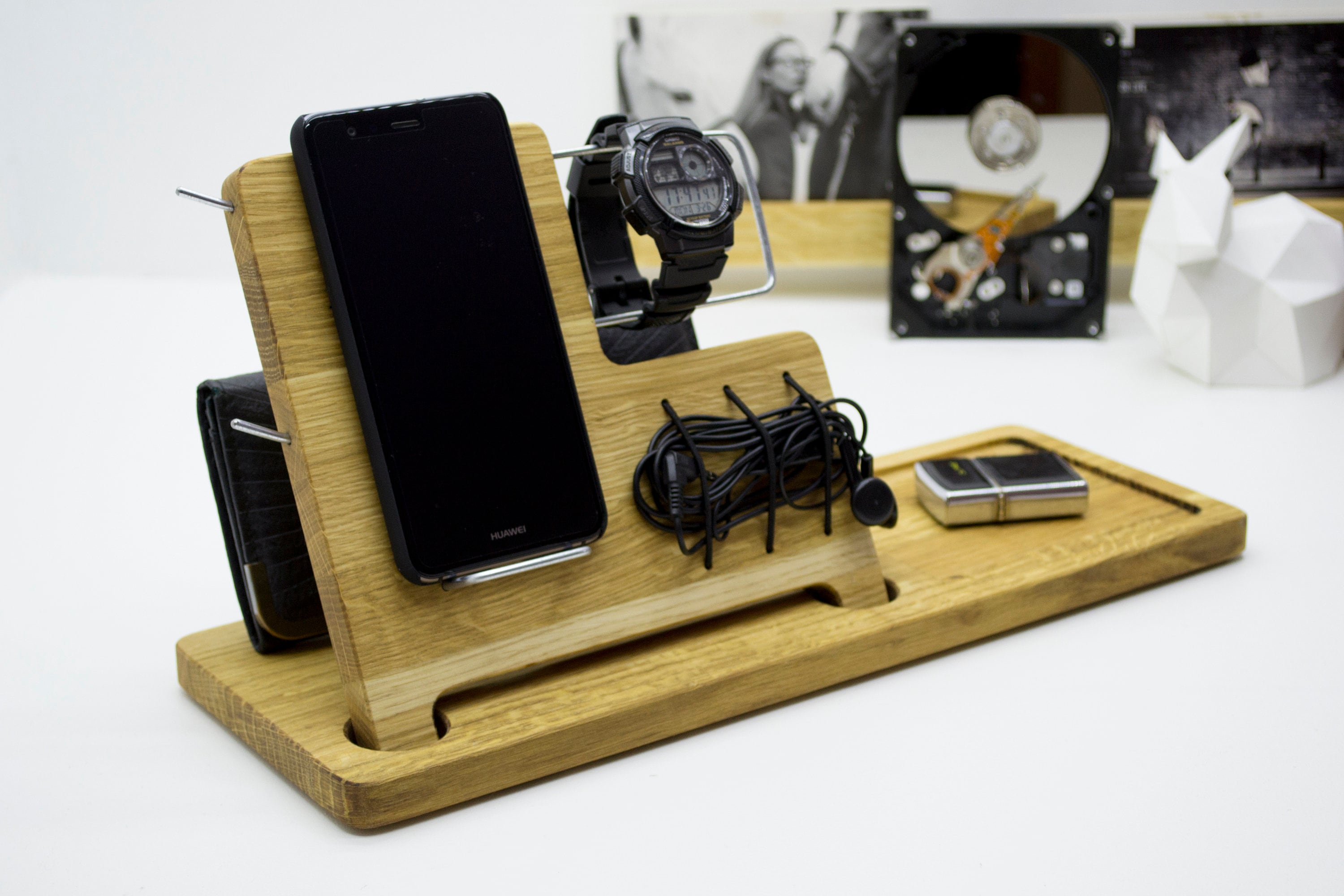 Charging Station Wooden Desk Organizer Wood iPhone Stand Etsy