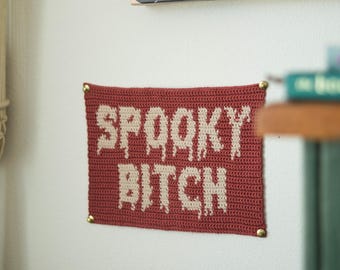 Spooky B**** Completed Crochet Tapestry