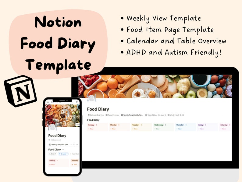 Food Diary Notion Template Etsy Food Diary Notion Template Etsy