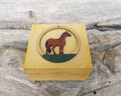 Wood tiny box with Horse, hand-painted custom little jewelry treasure chest, personalized gift for horses lover, small wooden trinket box