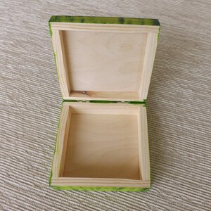 Wood Little Rustic Box With Flowers in Green, Custom Hand Painted ...