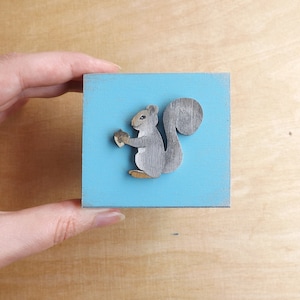 Wood tiny box with Squirrel Wolf Fox, custom hand-painted small chest personalized for girl boy, little treasure baby tooth box