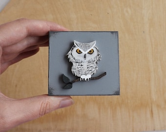 Wooden tiny box with Owl, hand painted custom small chest personalized gift for Owls lover friend, little wood trinket keepsake box