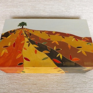 Big wood Tea chest: Tree of Life, custom handpainted trinket box, jewelry Tea bags organizer