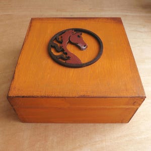Wooden small box: Horse, hand-painted personalized little treasure jewelry keepsake box, custom home decor