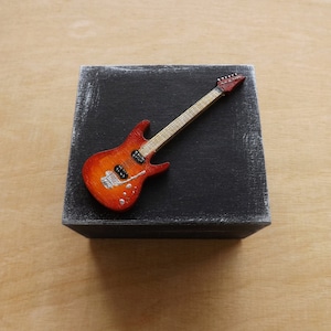 Wood tiny box with Guitar electric, customized hand-painted guitar pick box personalized gift for music lover, wooden little trinket box