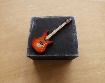 Wood tiny box with Guitar electric, customized hand-painted guitar pick box personalized gift for music lover, wooden little trinket box