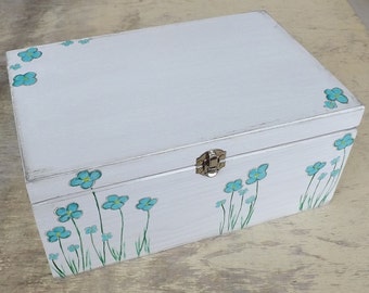 Large wooden box, hand-painted personalized wood chest, custom big box with kid's name