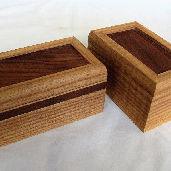 Your Choice of Wooden Ash and Walnut Small Keepsake Boxes with Removable Lids