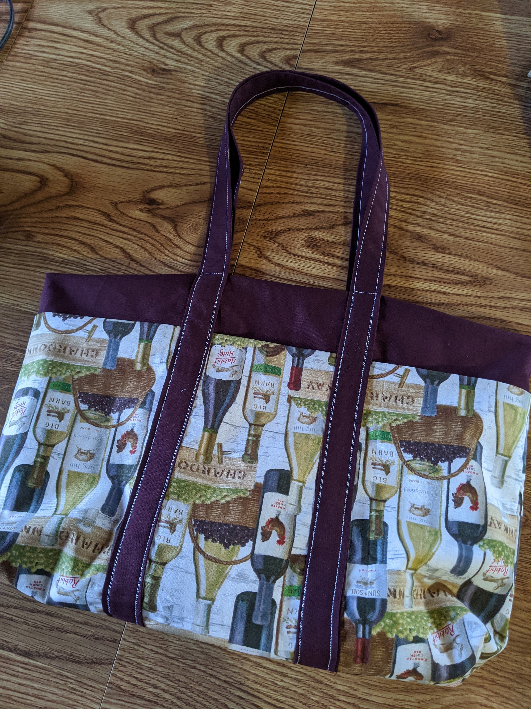 Wine bottle 6 pocket purse handbag totebag medium size Etsy