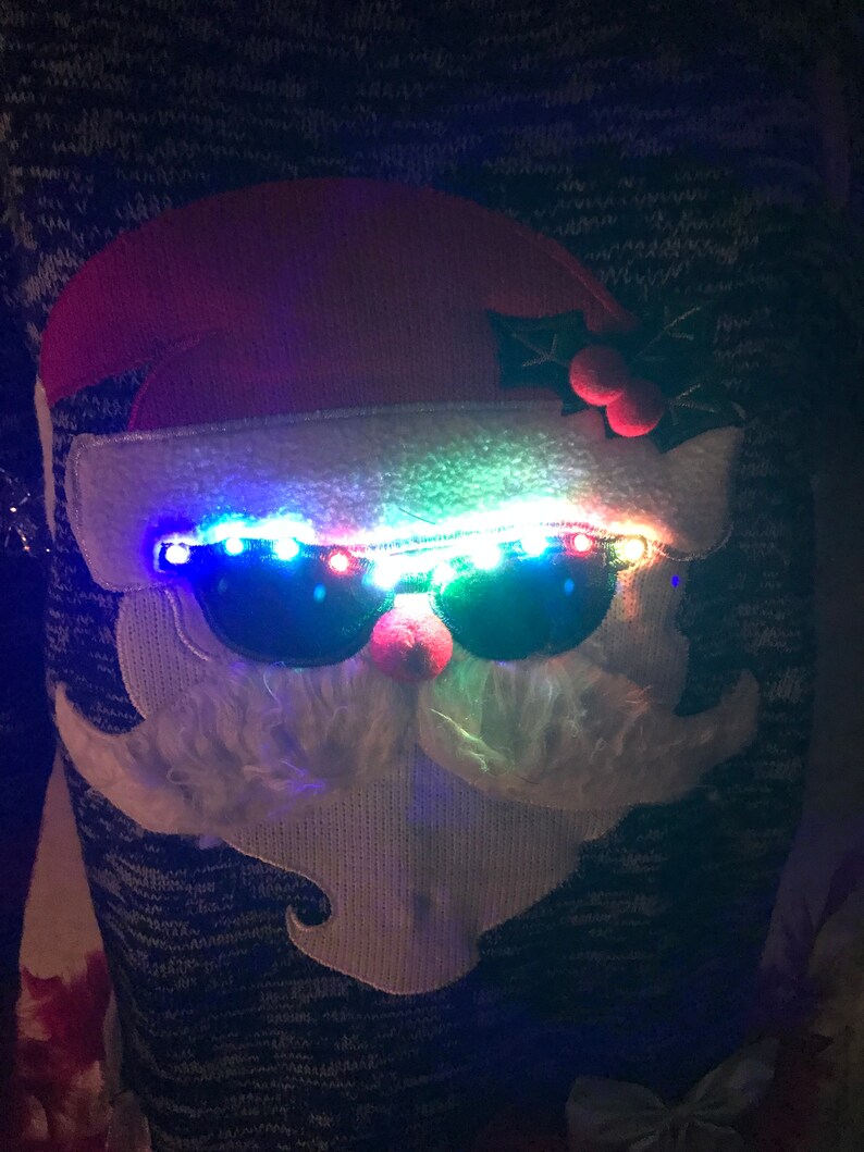 Brand New Sweater Santa Ugly Christmas Sweater with lights and Boas Junior L,XL