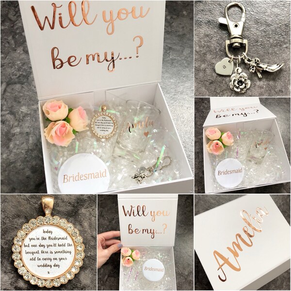 Personalised Bridesmaid Box| Wedding Gift| Bridesmaid Gift| Keepsake| Wedding| Bridal Party| Custom Made| Rose Gold