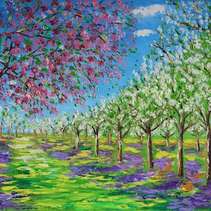 Spring in Canada. Original oil painting on canvas 16x20in. Landscape. Impasto. By Olga Shur